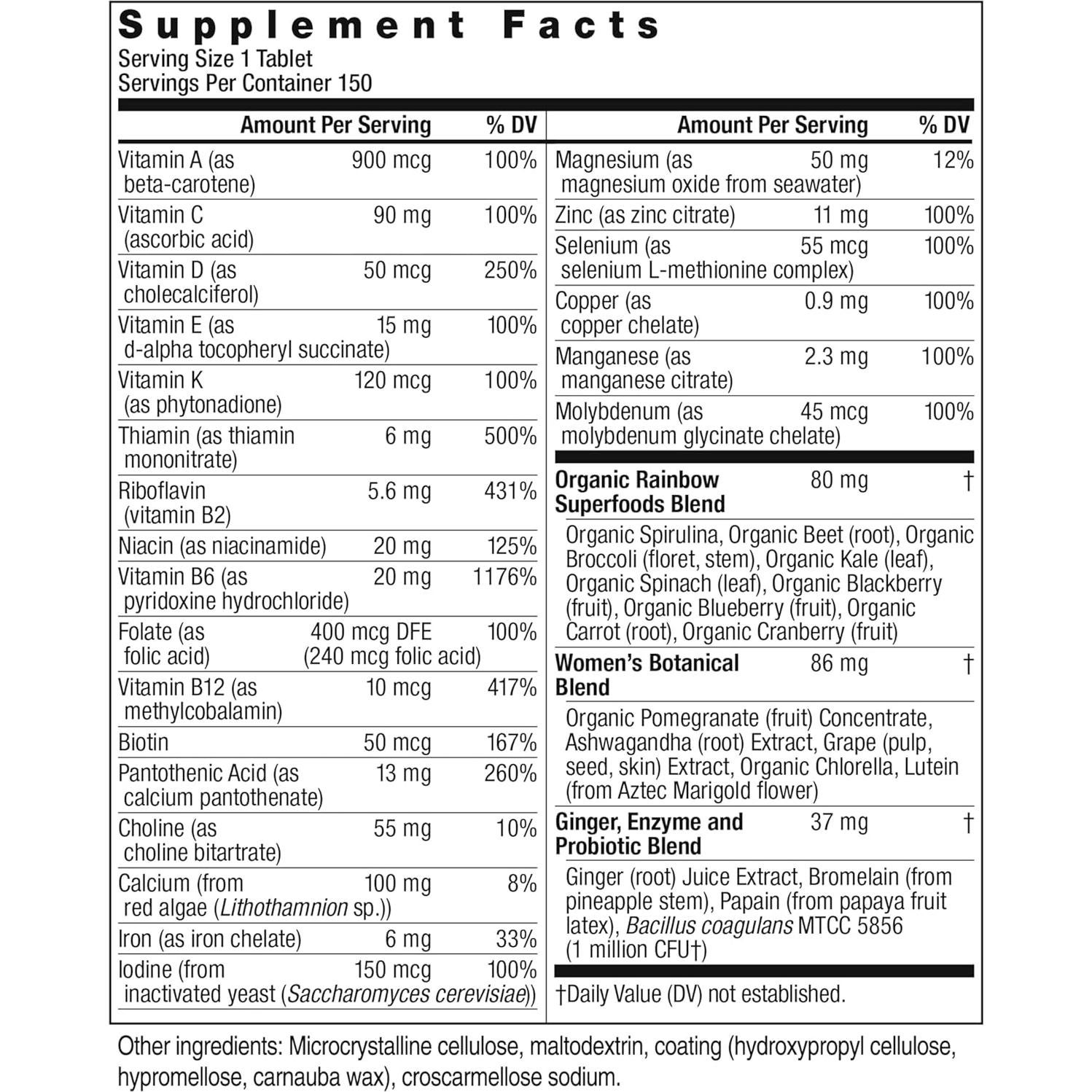 Multivitamina Diaria Rainbow Light para Mujeres 150 Tabletas