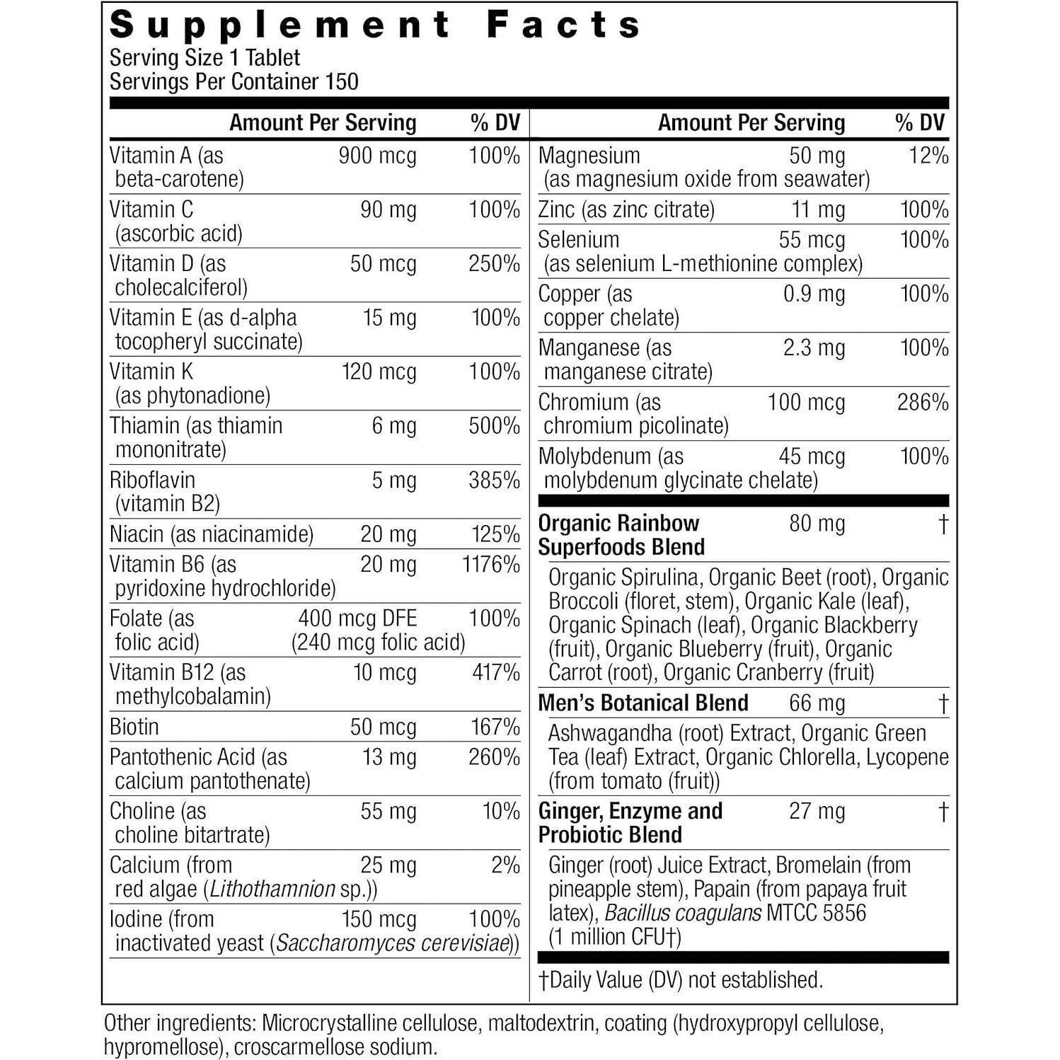 Multivitamina Diaria Alta Potencia Rainbow Light Hombres 150 ct