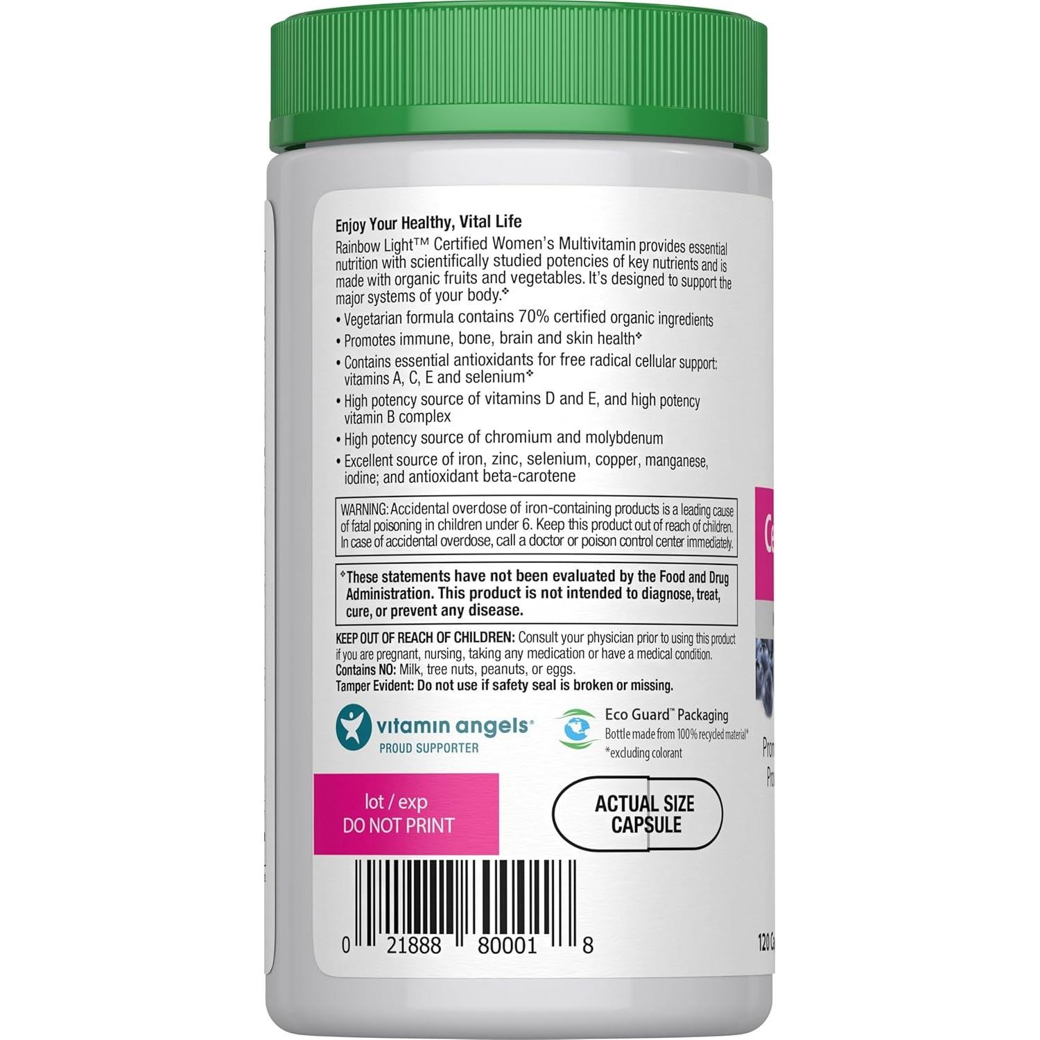 Multivitamina para Mujeres Rainbow Light 120 Cápsulas Orgánicas