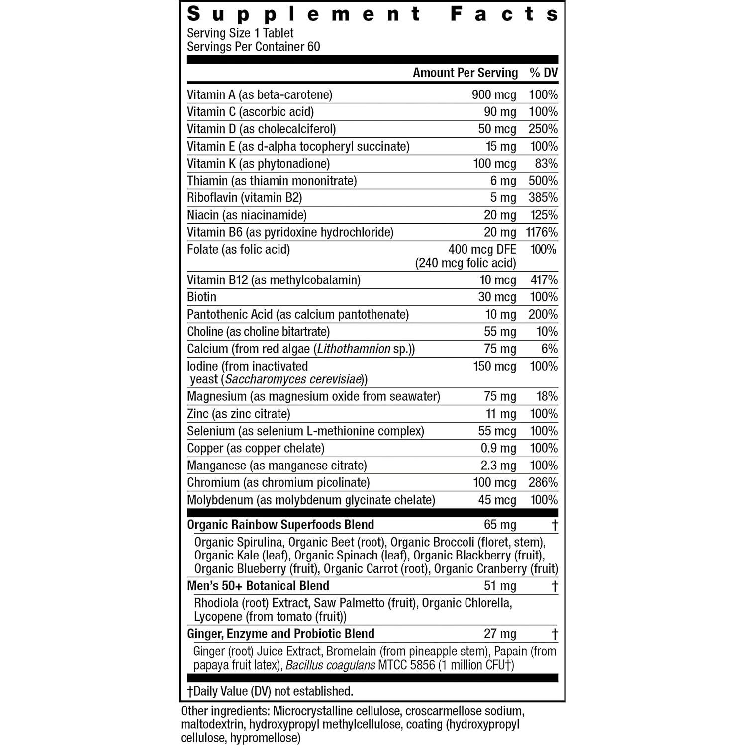 Multivitamina Arcoíris Rainbow Light 50+ Hombres 60 Tabletas