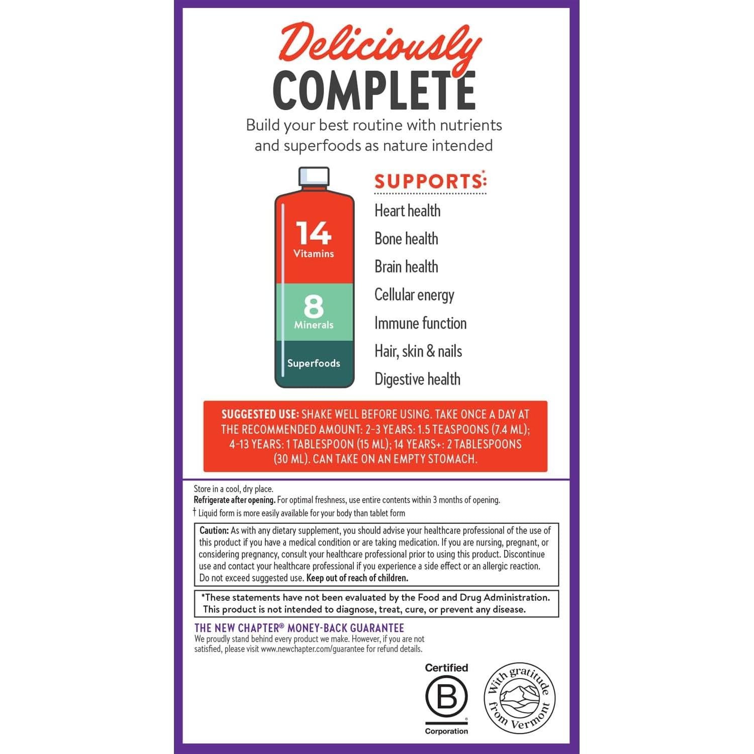 Suplemento Líquido Multivitamínico Nuevo Capítulo 887 ml Sabor Naranja Mango