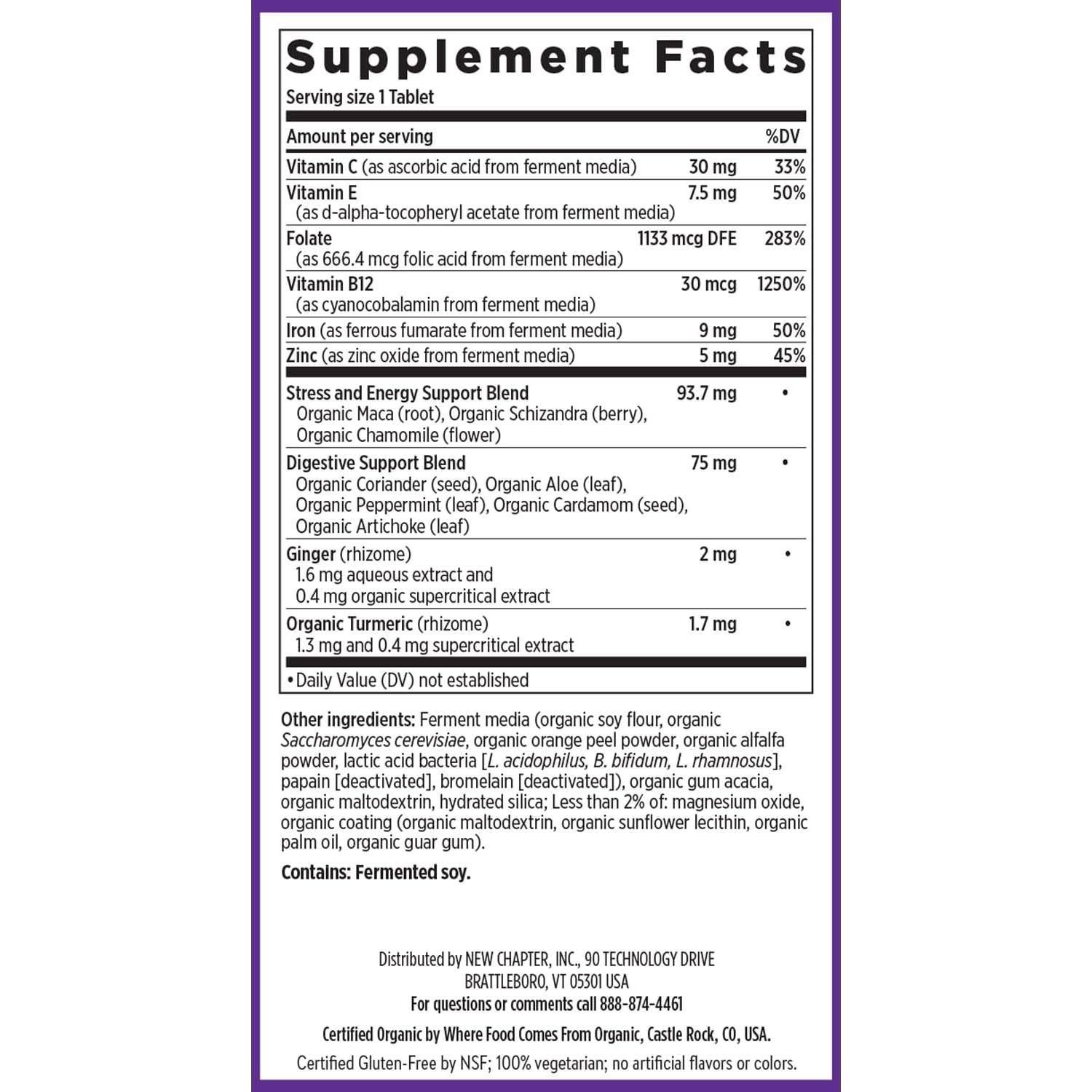 Suplemento de Hierro Fermentado New Chapter 60 Tabletas