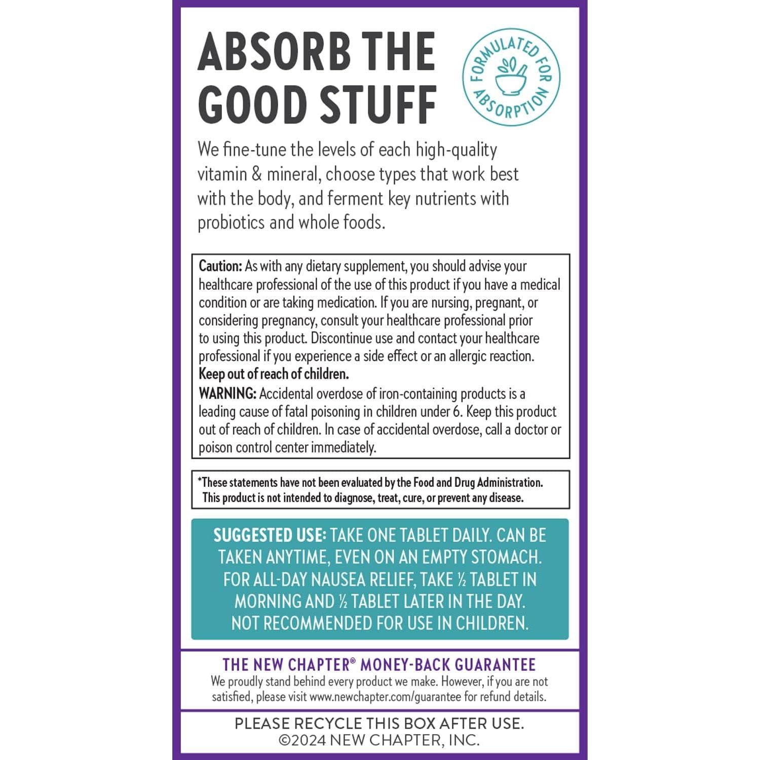 Vitaminas Prenatales New Chapter 90 Tabletas Diarias Sin Gluten