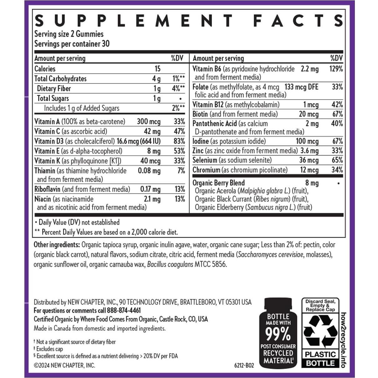 Gomitas Multivitamínicas New Chapter Niños 60ct - 50% Menos Azúcar