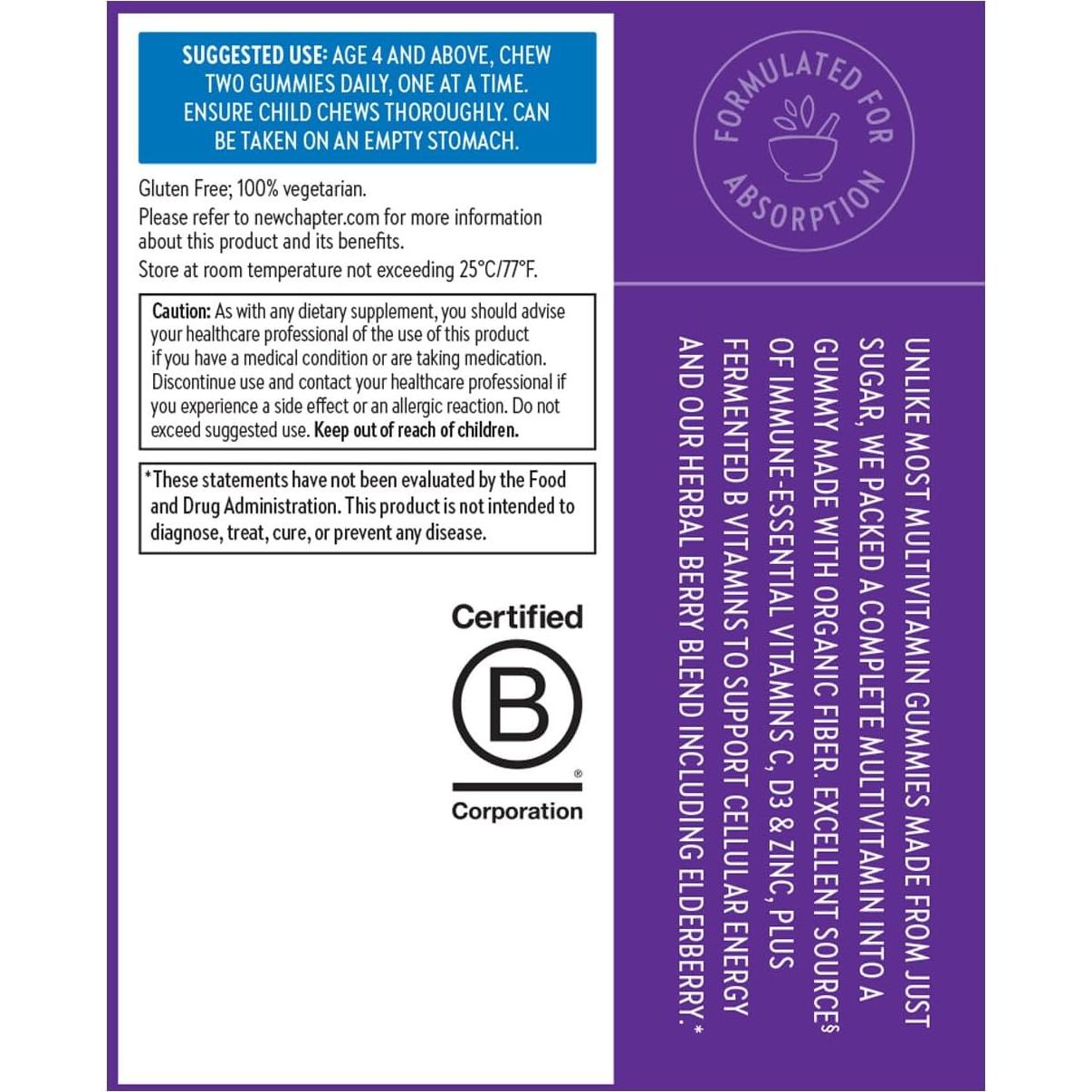 Gomitas Multivitamínicas New Chapter Niños 60ct - 50% Menos Azúcar