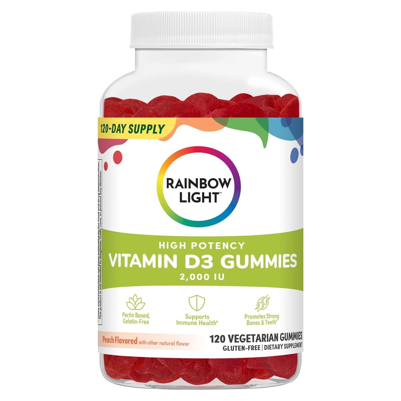Gomitas de Vitamina D3 Rainbow Light 2000 UI Durazno 120 Unidades