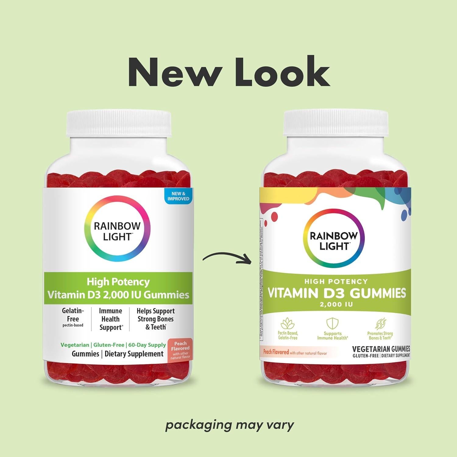 Gomitas de Vitamina D3 Rainbow Light 2000 UI Durazno 120 Unidades