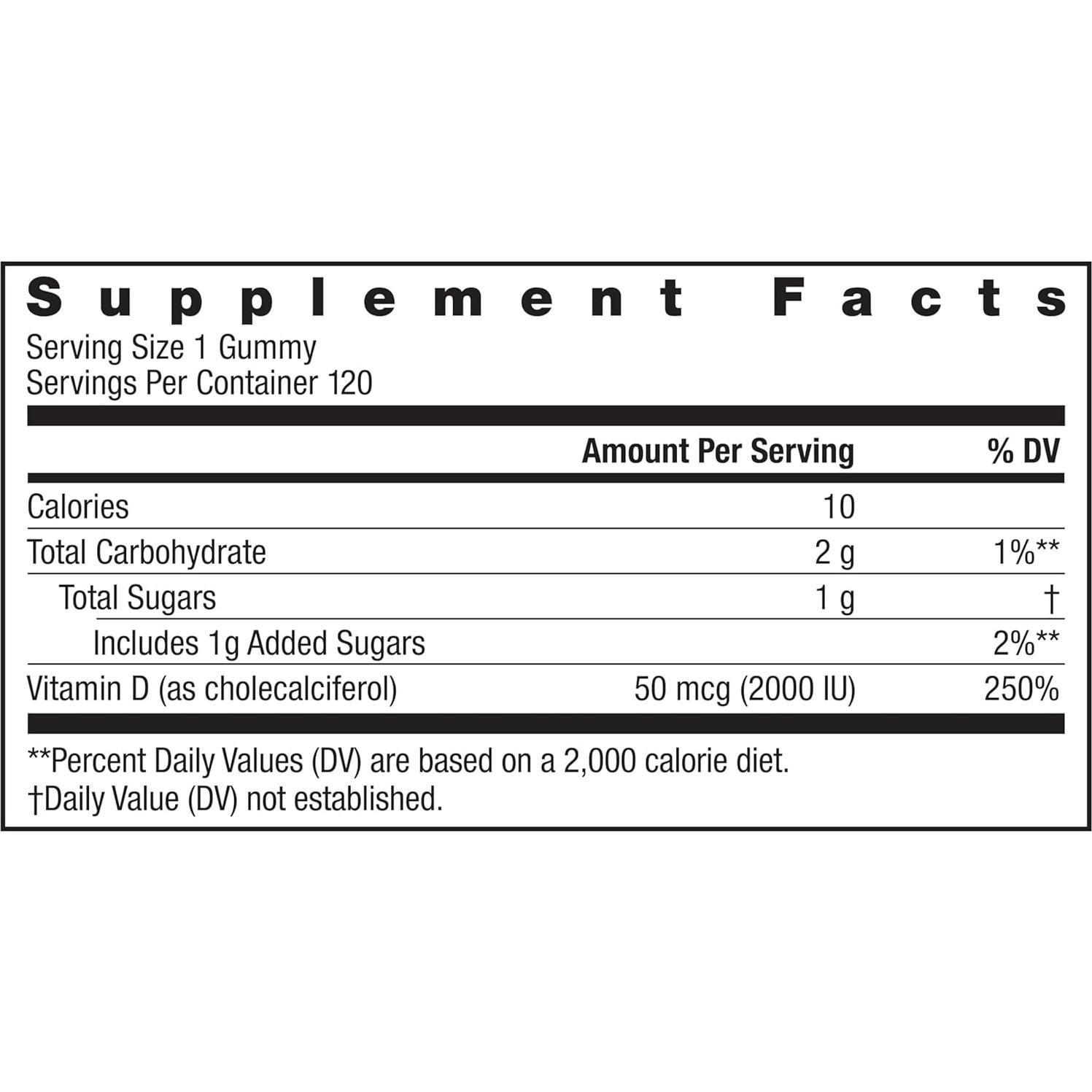 Gomitas de Vitamina D3 Rainbow Light 2000 UI Durazno 120 Unidades