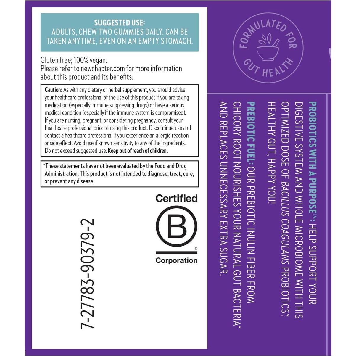 Gomitas Probioticas New Chapter 100% Veganas 55% Menos Azucar