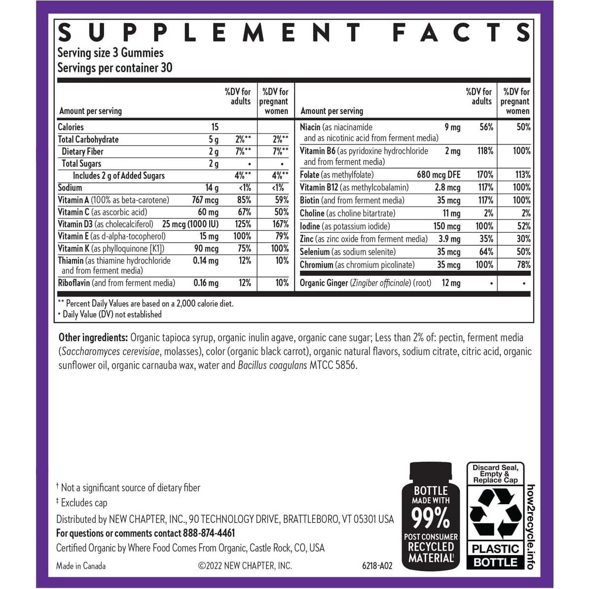 Gomitas Prenatales Multivitamínicas New Chapter 90ct - 71% Menos Azúcar