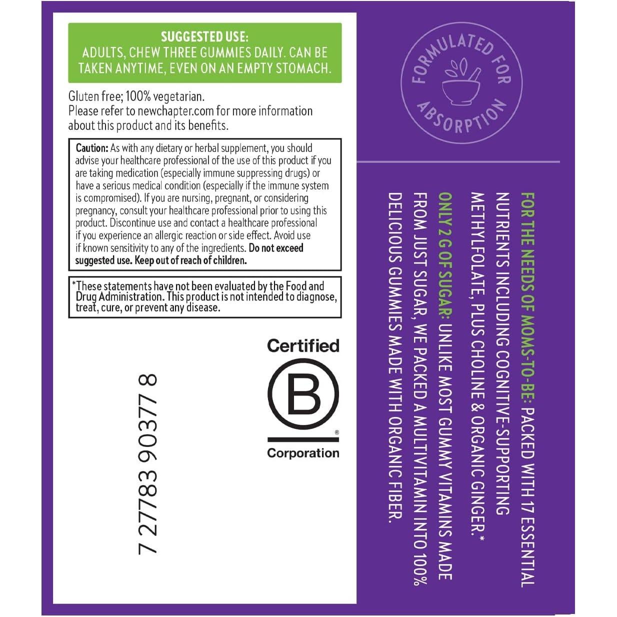 Gomitas Prenatales Multivitamínicas New Chapter 90ct - 71% Menos Azúcar