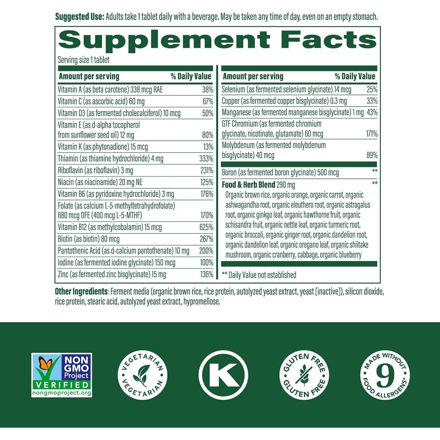 MegaFood Multivitamina Diaria Hombres 40+ 90 Tabletas