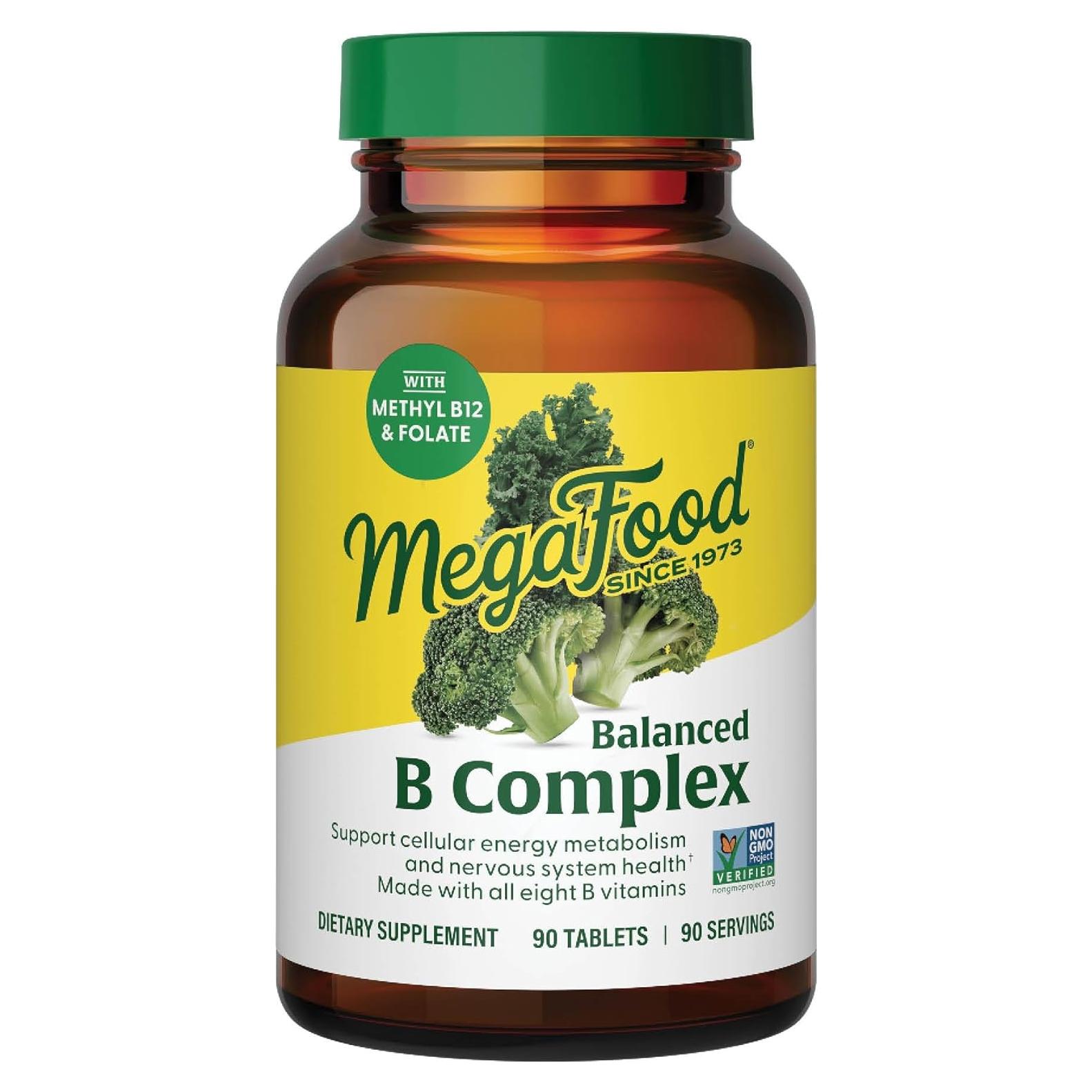 MegaFood Complejo B Balanceado - 90 Tabletas Veganas Sin Gluten