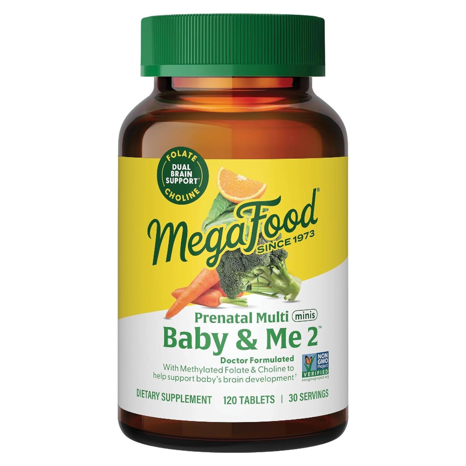 MegaFood Baby & Me 2 Multivitaminas Prenatales Minis - 120 Tabletas