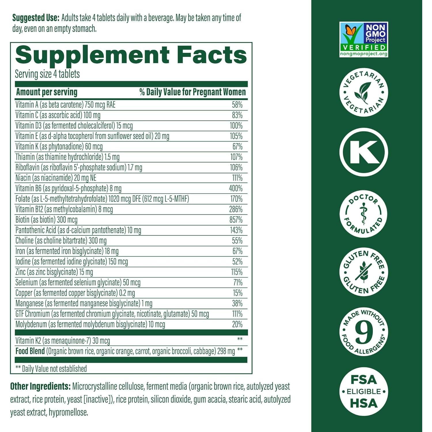 MegaFood Baby & Me 2 Multivitaminas Prenatales Minis - 120 Tabletas