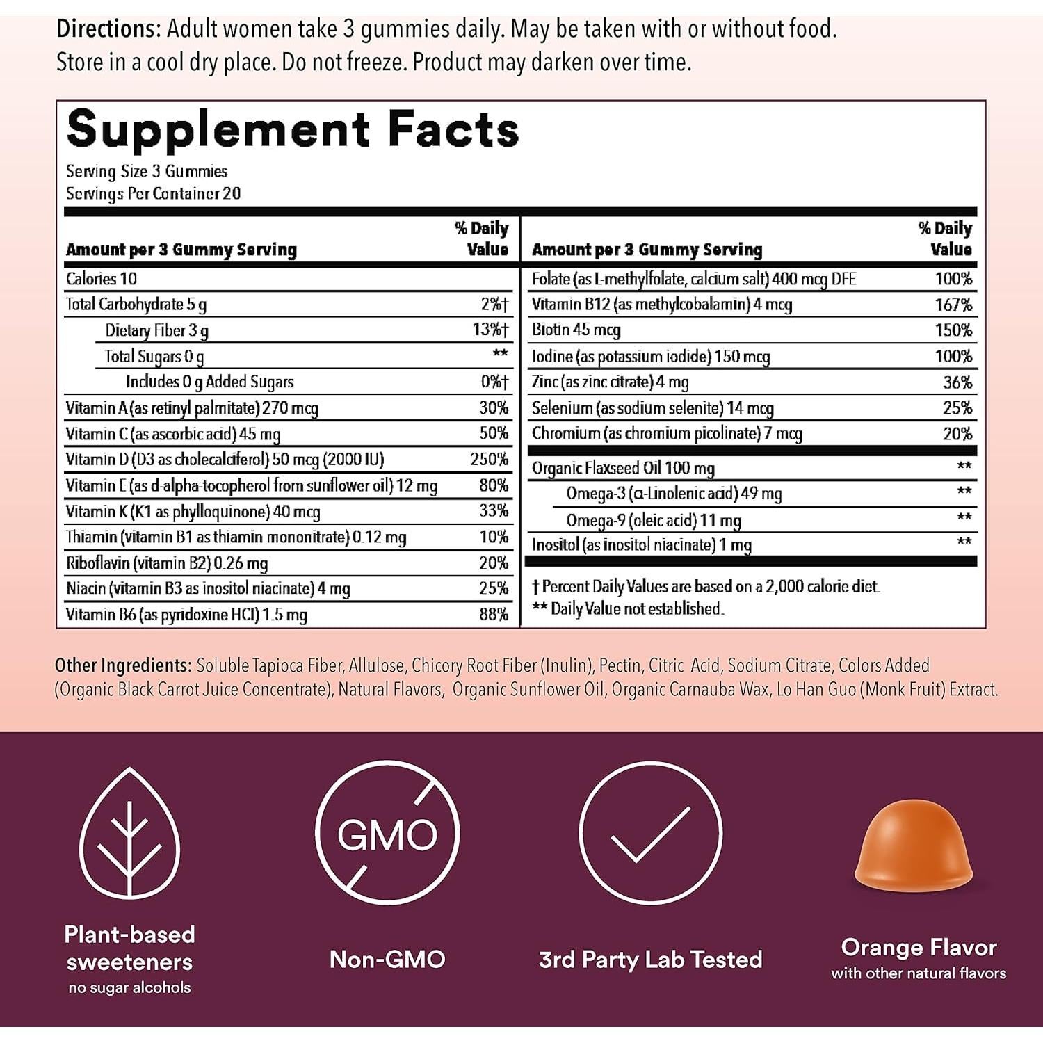 Gomitas Multivitamínicas Sin Azúcar SmartyPants 60 Unidades