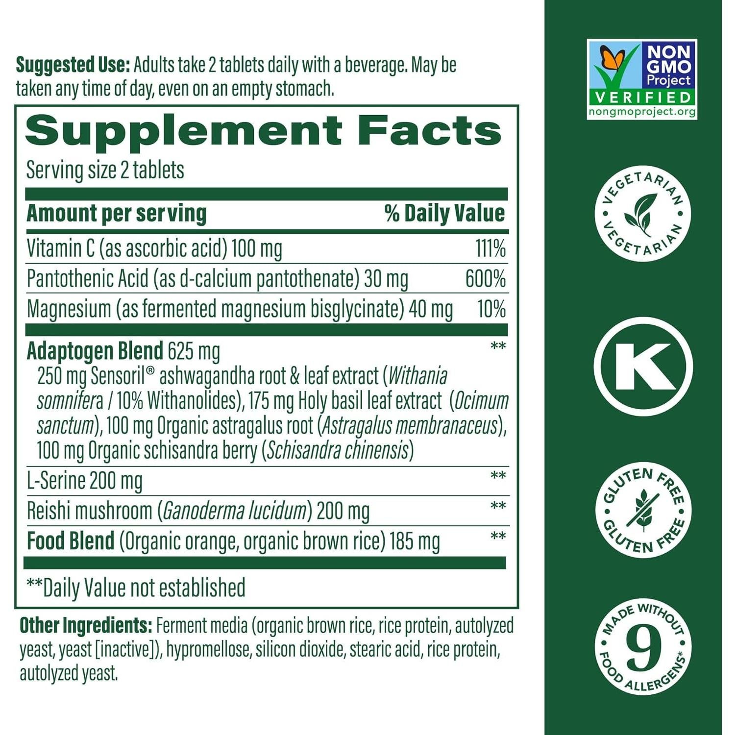 MegaFood Fuerza Adrenal - Suplemento Vegetariano 60 Tabletas