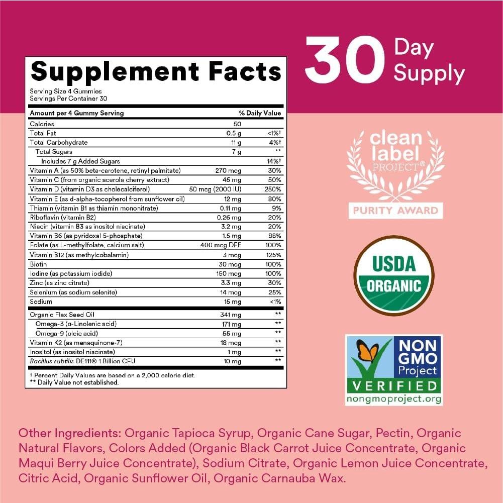 Gomitas Multivitamínicas Orgánicas SmartyPants 120/60 Unidades