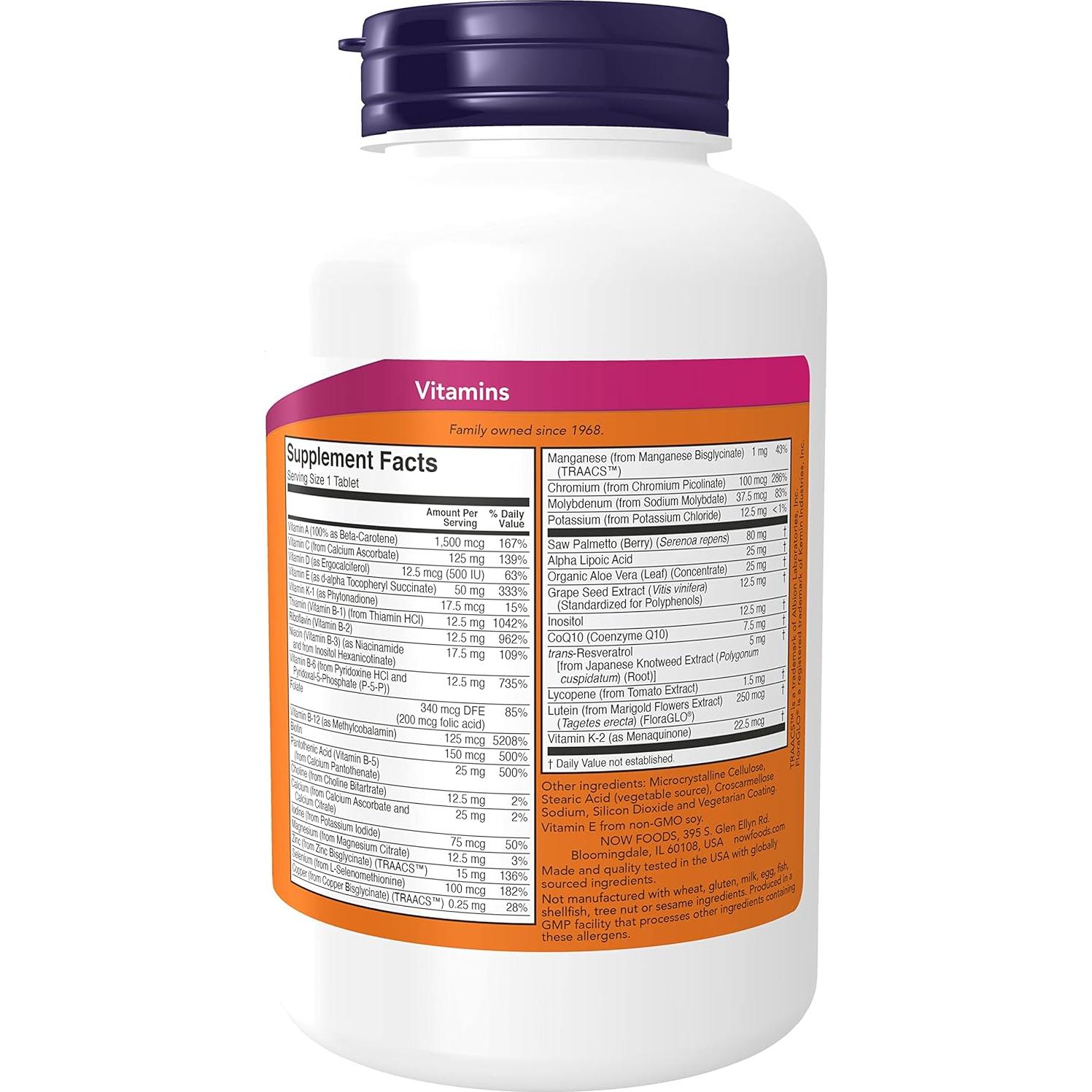 Multivitamina para Hombres Ahora Alimentos 120 Tabletas