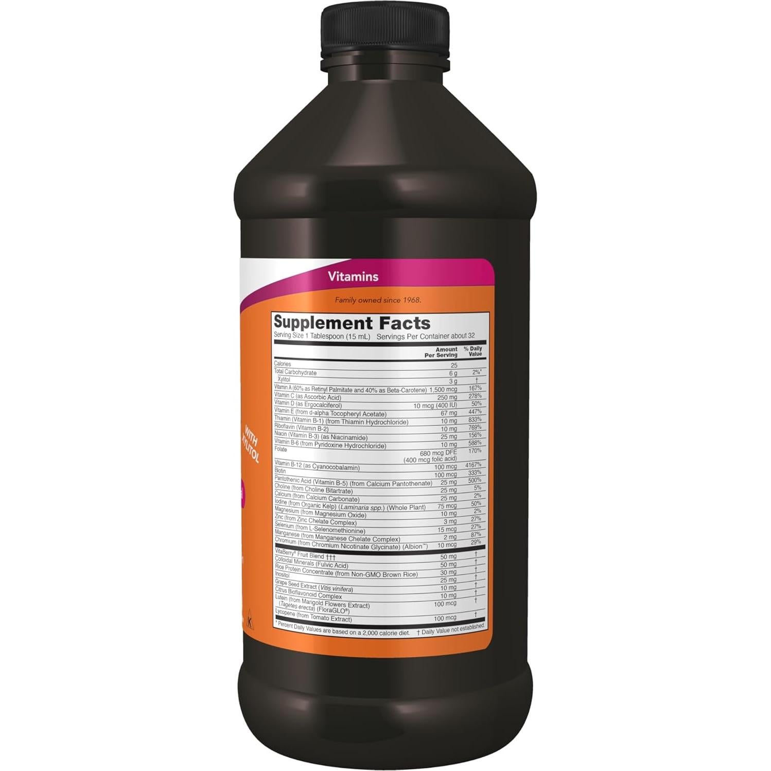 Suplemento Líquido Multivitamínico NOW Foods Naranja Tropical 453g