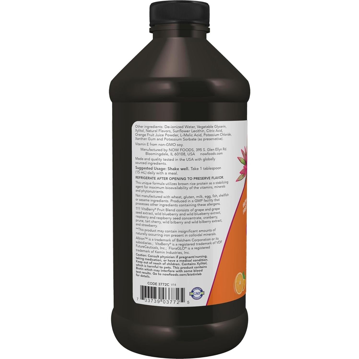 Suplemento Líquido Multivitamínico NOW Foods Naranja Tropical 453g