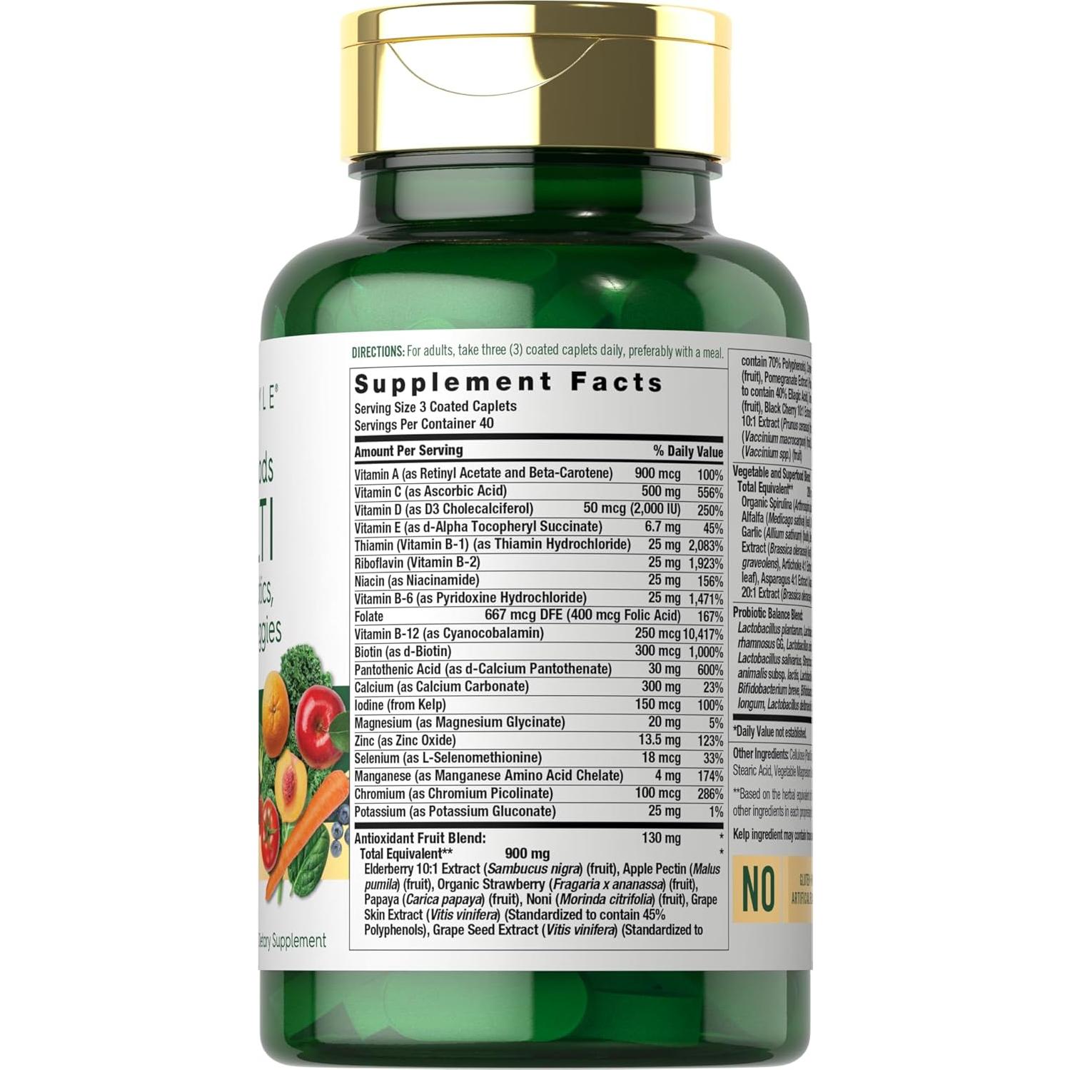 Suplemento Multivitamínico Carlyle Superfoods | 120 Tabletas | 20 Frutas y Verduras