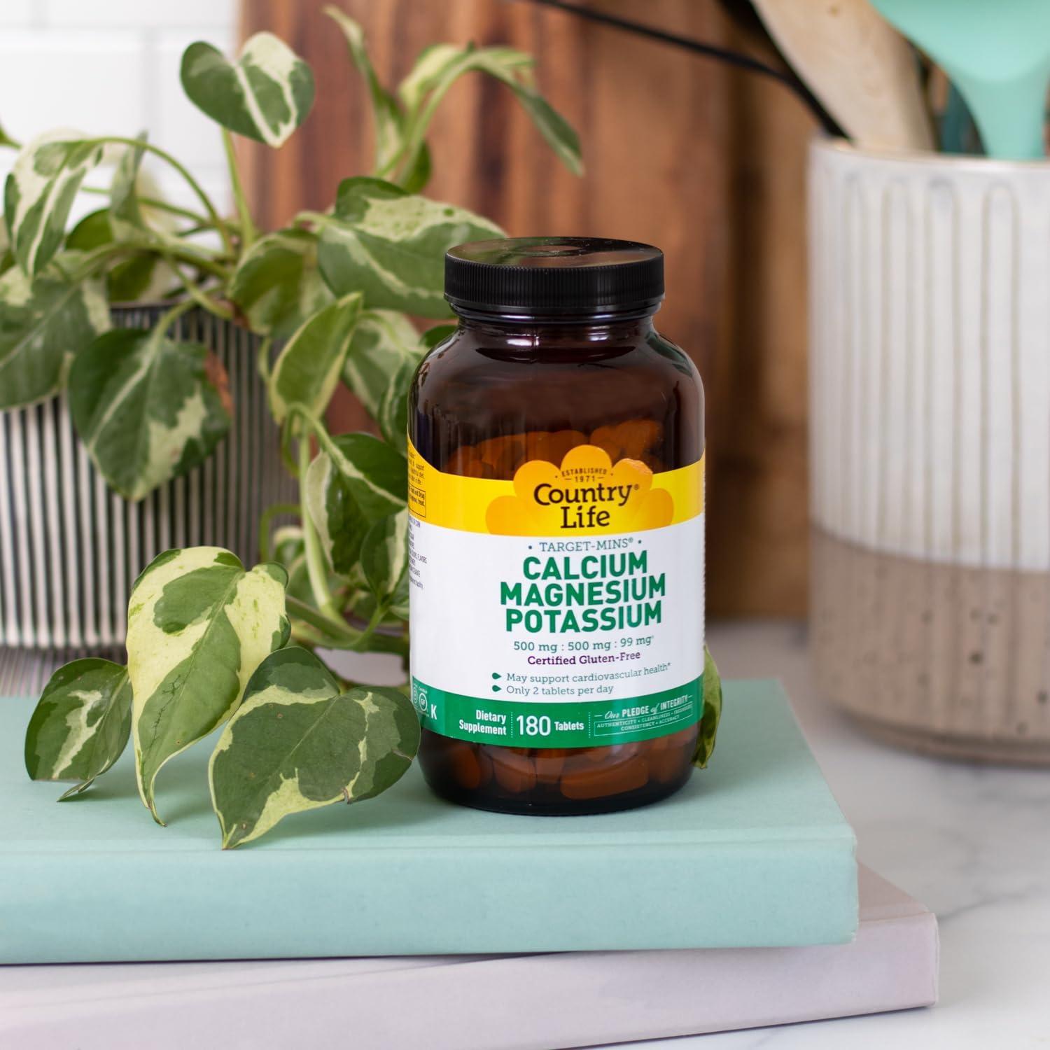 Suplemento de Calcio Magnesio Potasio Country Life 180 Tabletas