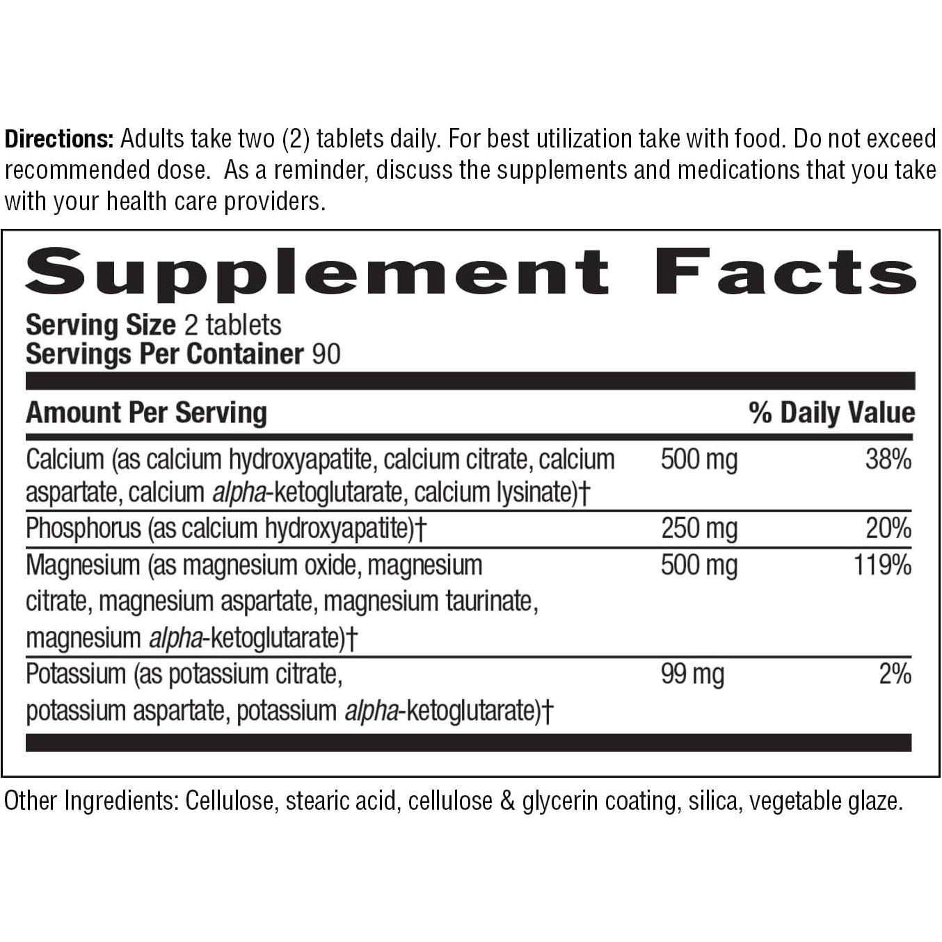 Suplemento de Calcio Magnesio Potasio Country Life 180 Tabletas