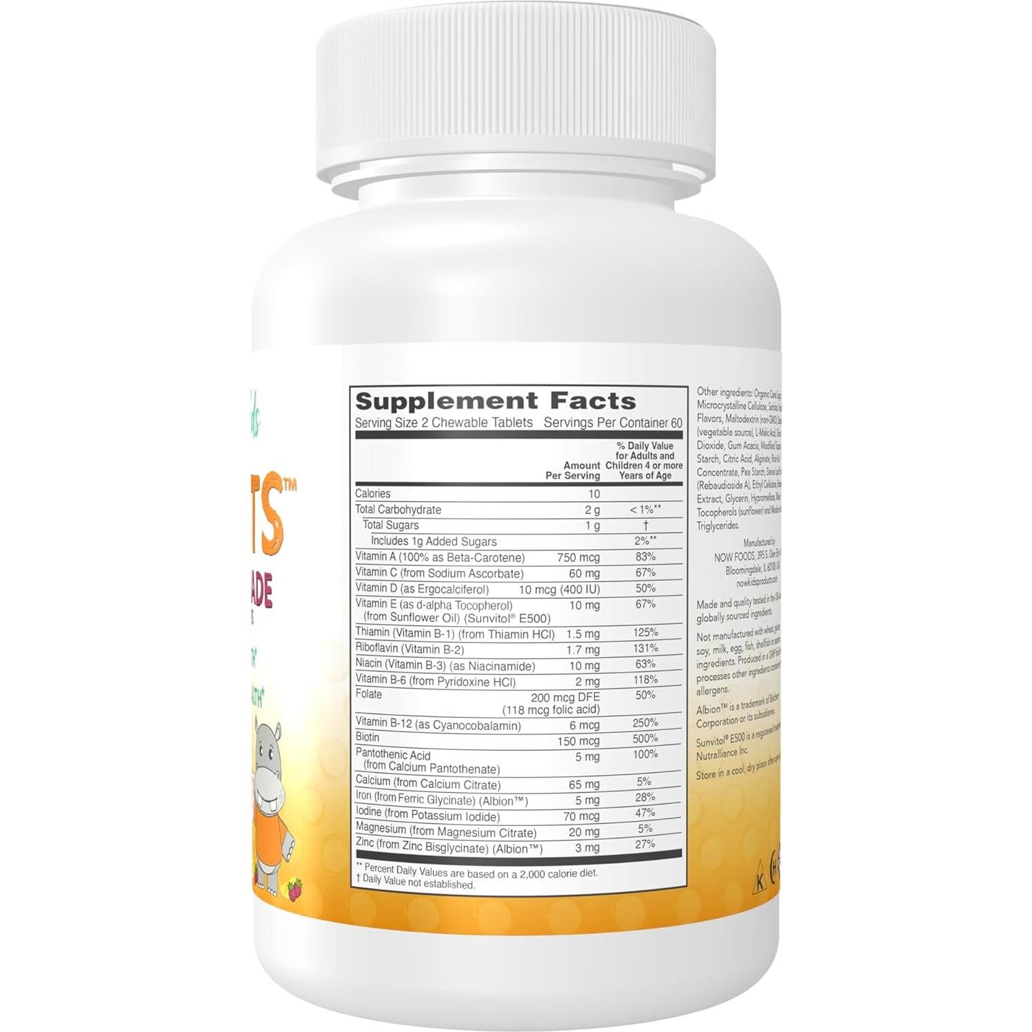 Vitaminas Masticables para Niños Now Foods 120 Tabletas