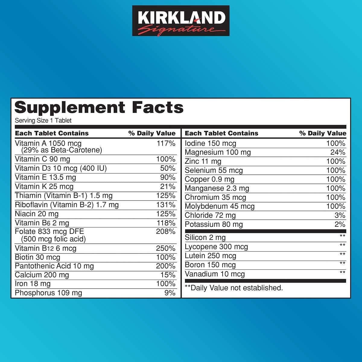Multivitamínico Diario Kirkland Signature 500 Tabletas