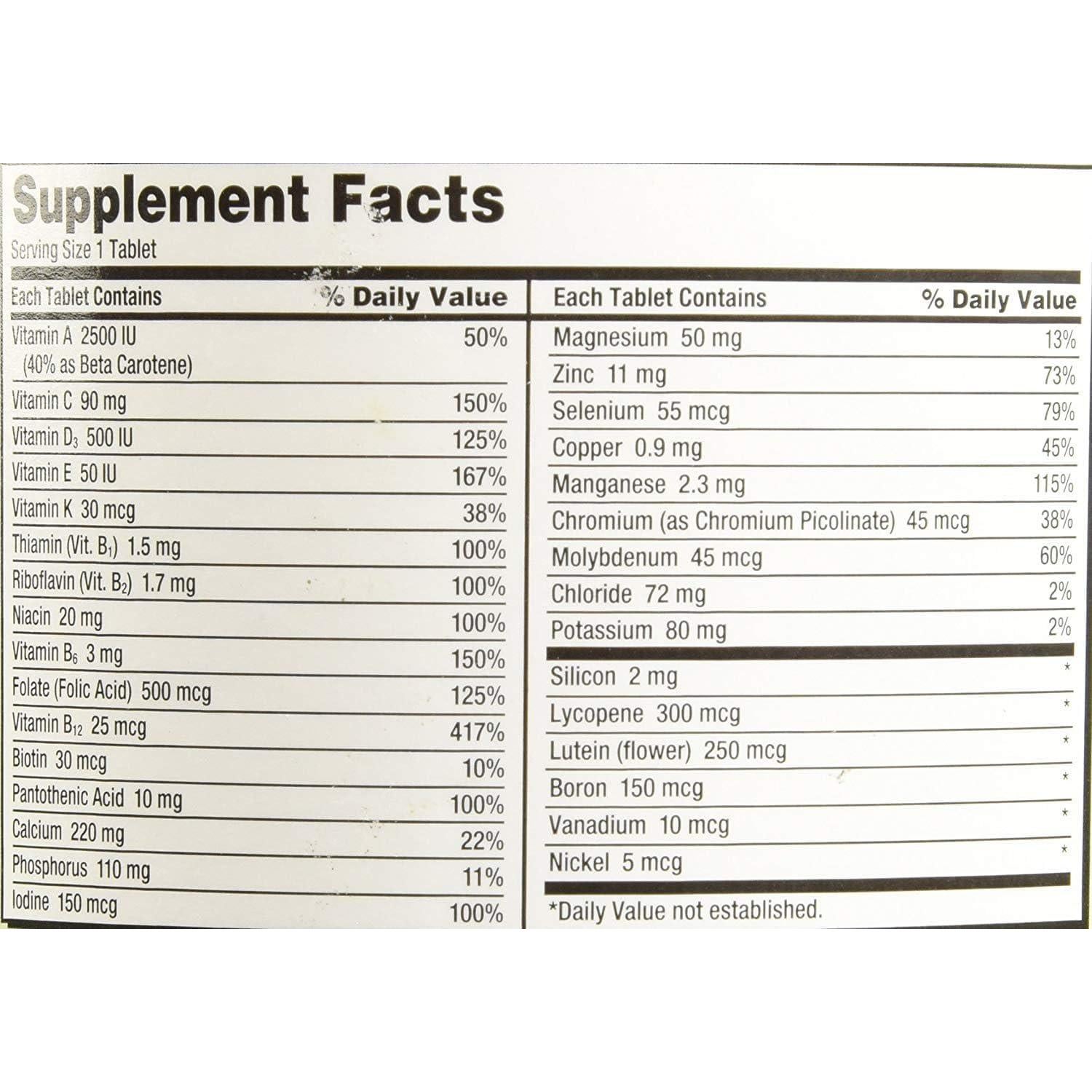 Multivitaminas Adulto 50+ Kirkland Signature 400 Tabletas