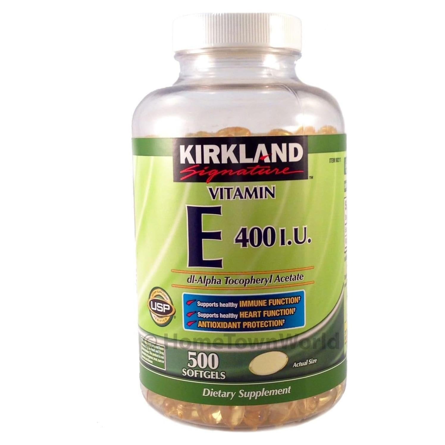 Vitamina E 400 IU Kirkland 500 Softgels Antioxidante