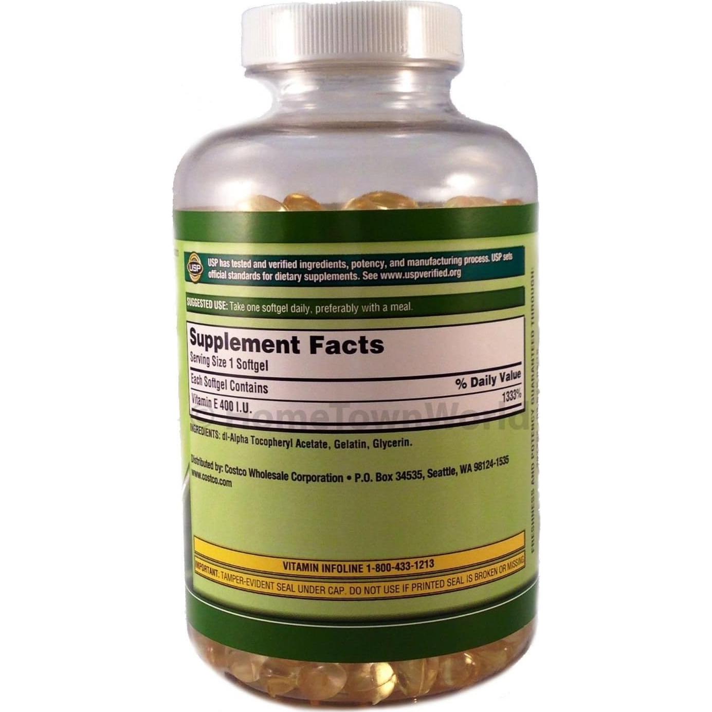 Vitamina E 400 IU Kirkland 500 Softgels Antioxidante