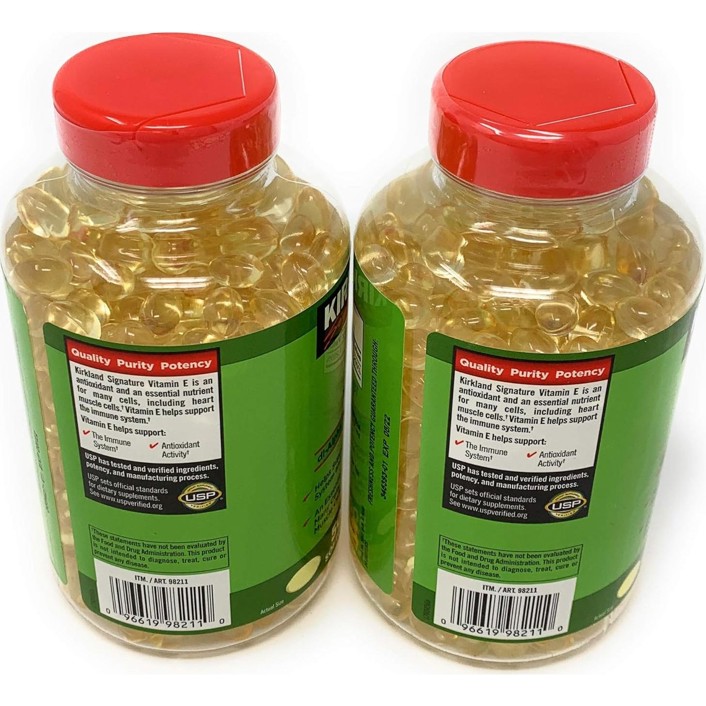 Vitamina E 400 IU Kirkland Signature 500 Softgels Paquete de 2