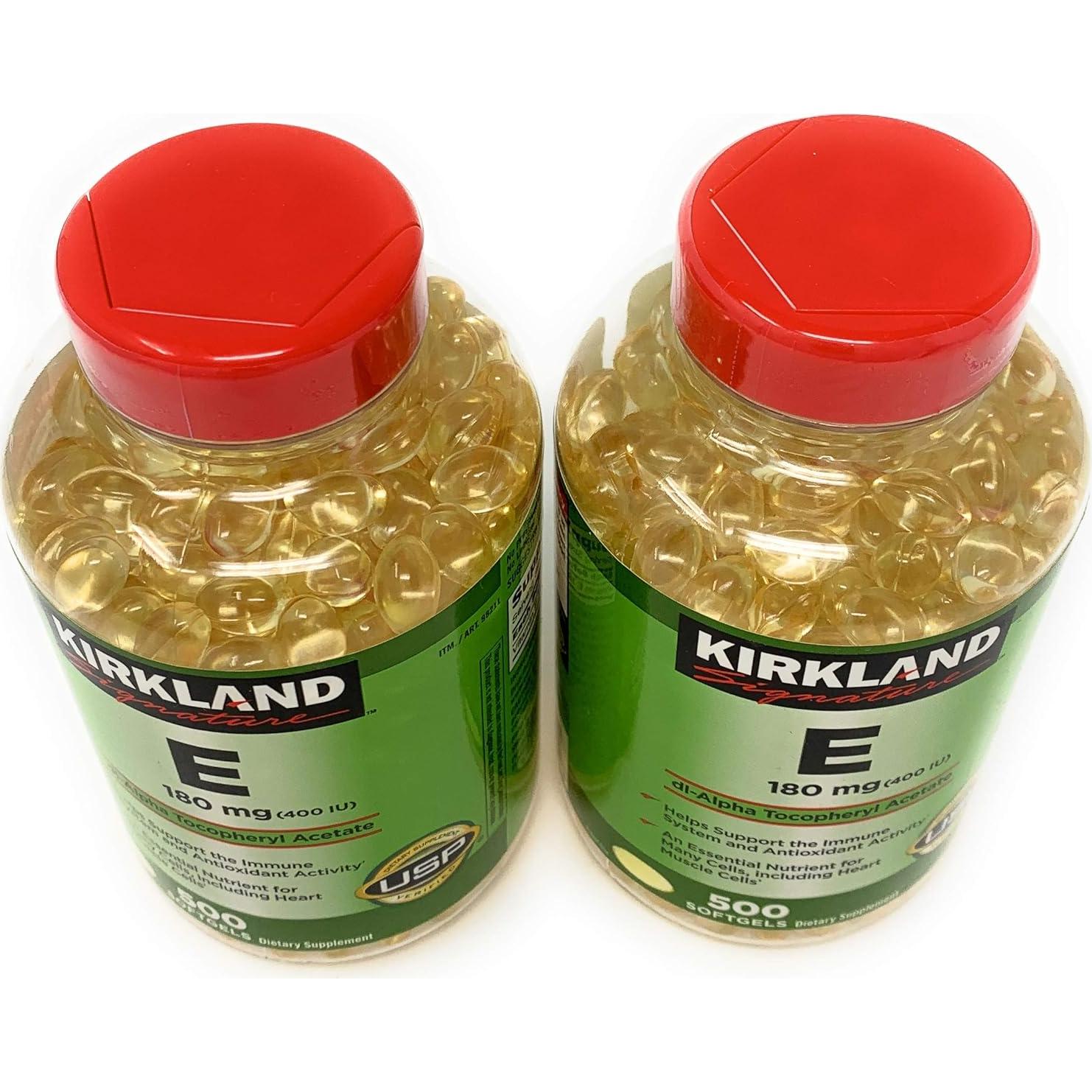 Vitamina E 400 IU Kirkland Signature 500 Softgels Paquete de 2