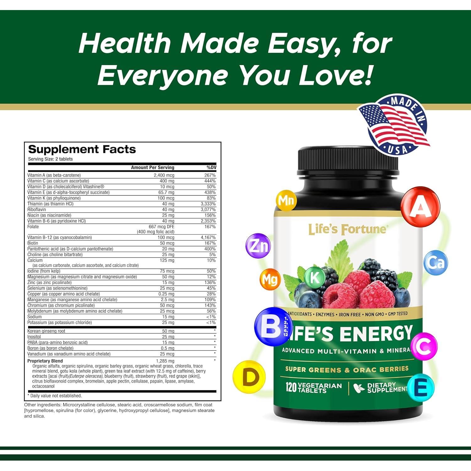 Fortuna de la Vida Multivitamínico Avanzado 120 Tabletas