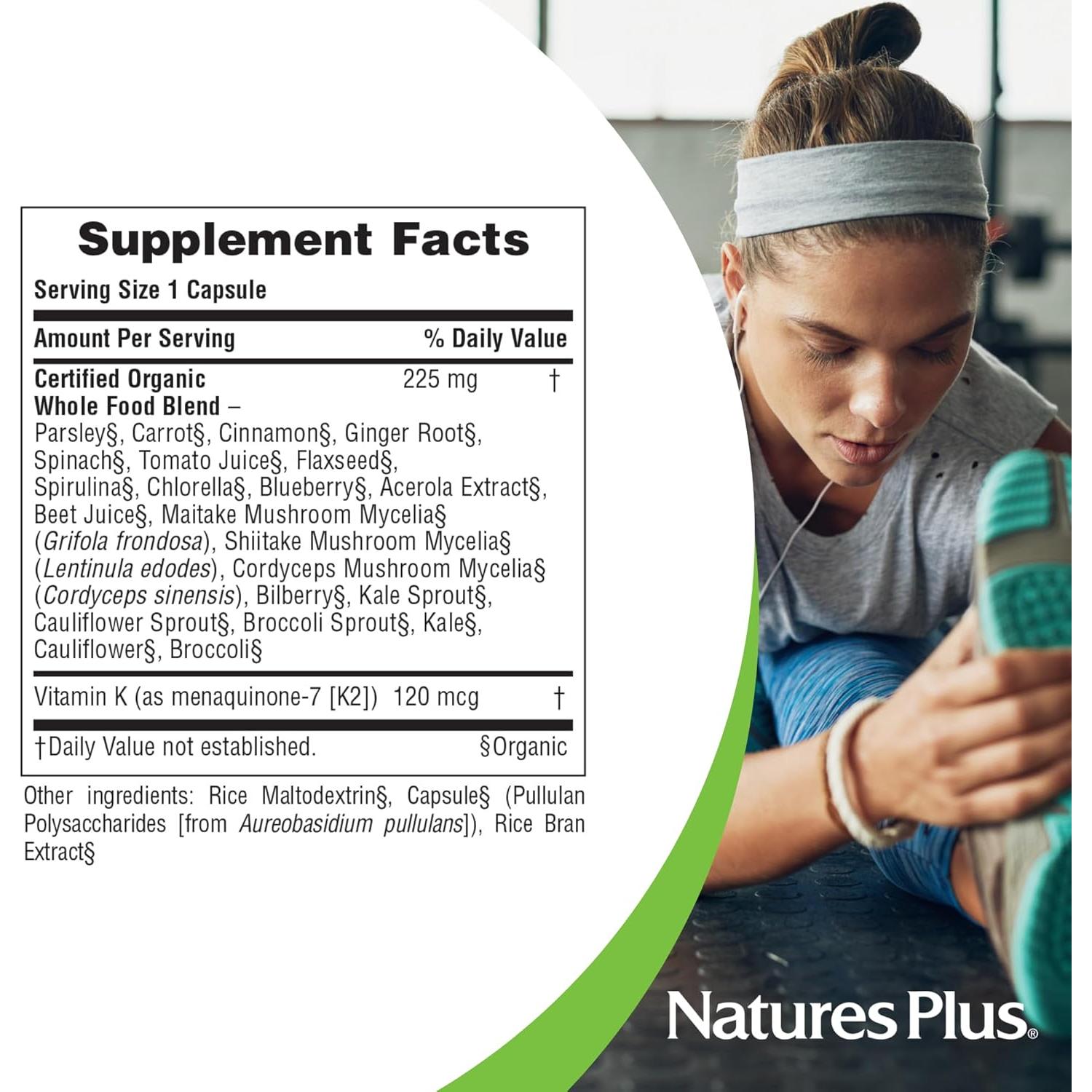 Vitamina K2 Orgánica Nature's Plus 120 mcg 60 Cápsulas Veganas