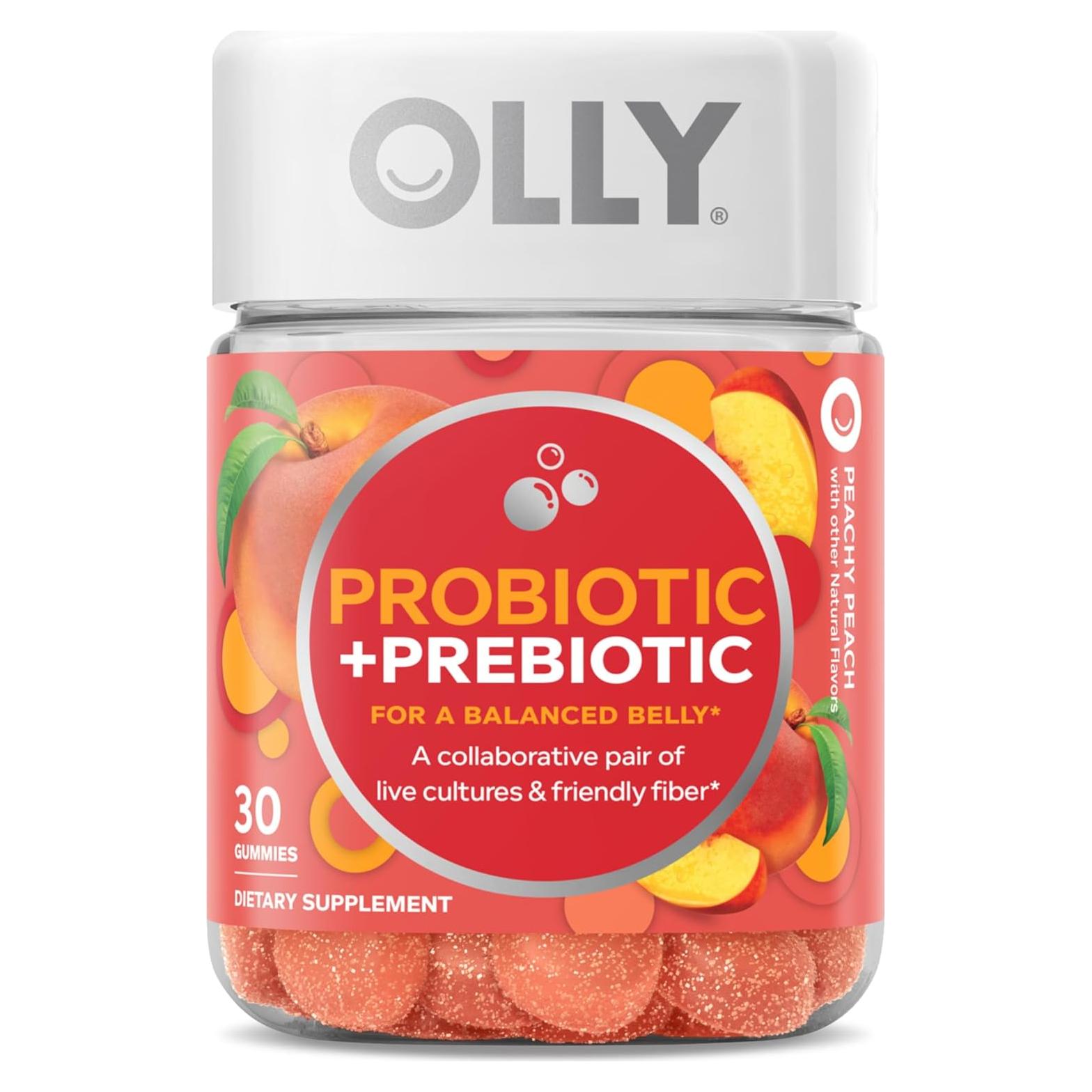 Gomitas Probioticas OLLY con Prebioticos, Sabor Durazno, 30 Unidades