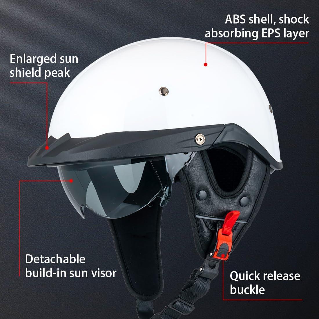 Casco Myamis MH118 Media Cara Ajustable Unisex Blanco