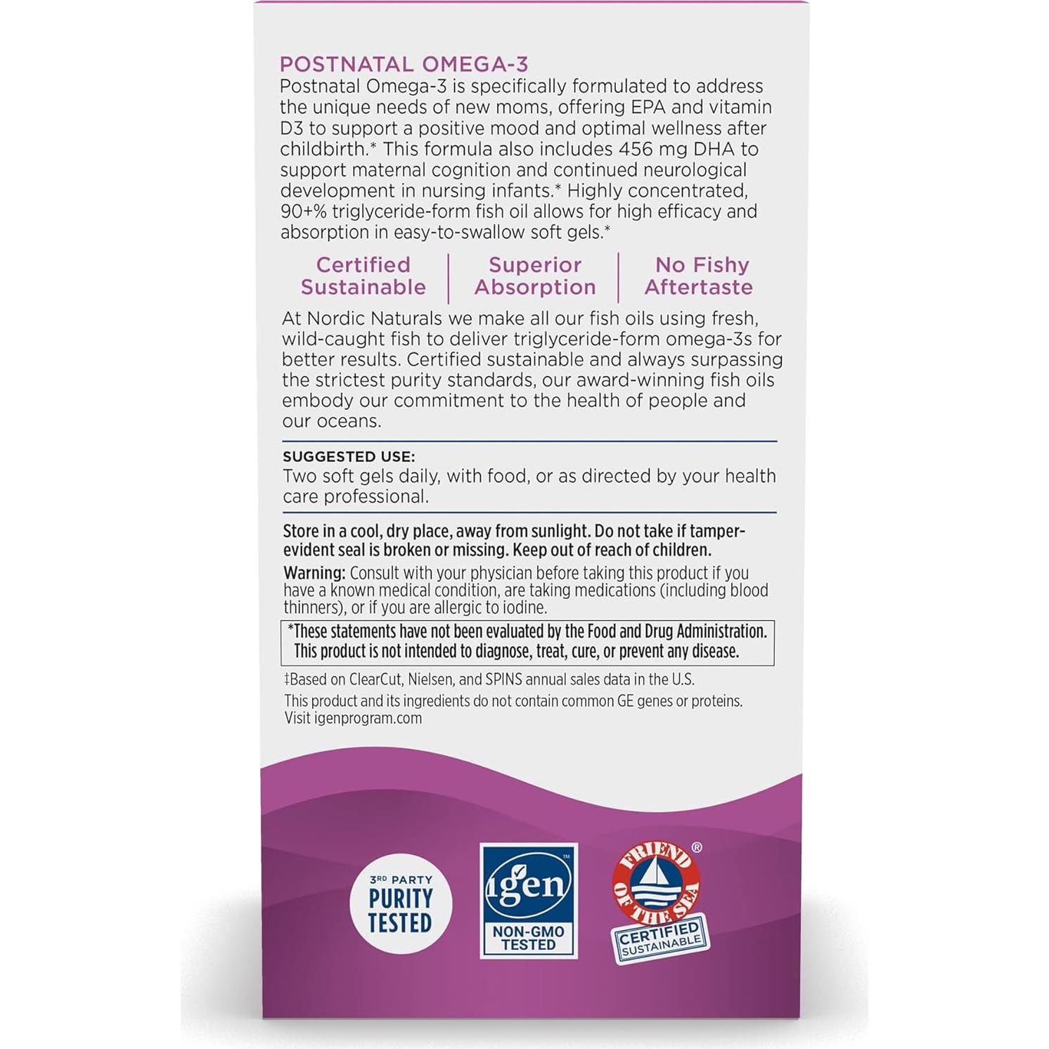 Omega-3 Postnatal Nordic Naturals 60 Gelatinas Blandas Limón