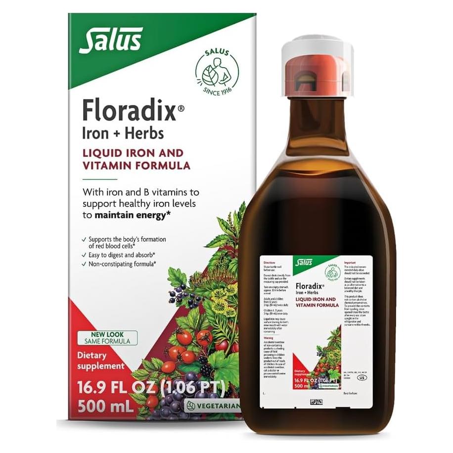 Floradix Suplemento de Hierro Líquido 500 mL con Vitamina C