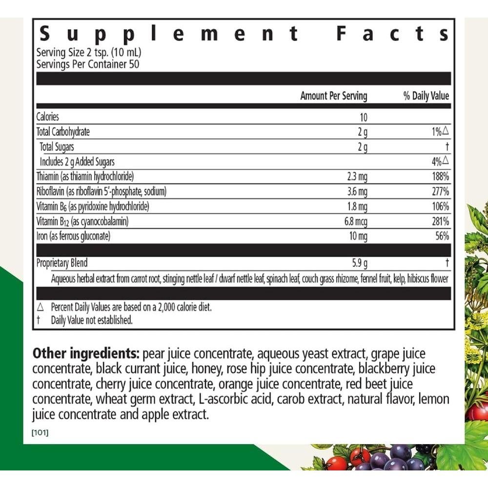 Floradix Suplemento de Hierro Líquido 500 mL con Vitamina C