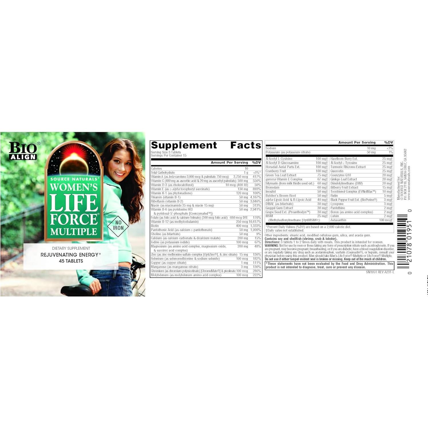 Multivitamínico Diario para Mujeres Source Naturals 45 Tabletas