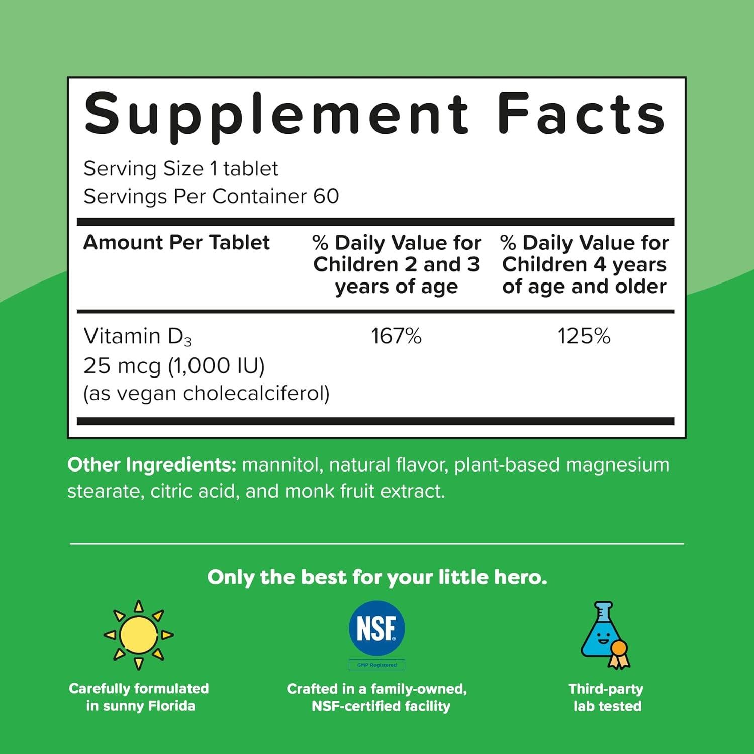 Vitamina D3 Melty Renzo para Niños 60 Tabletas Sabor Manzana