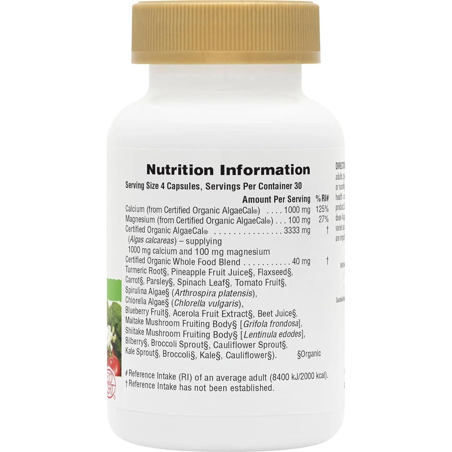 Suplemento de Calcio Orgánico NaturesPlus 1000 mg 120 Cápsulas