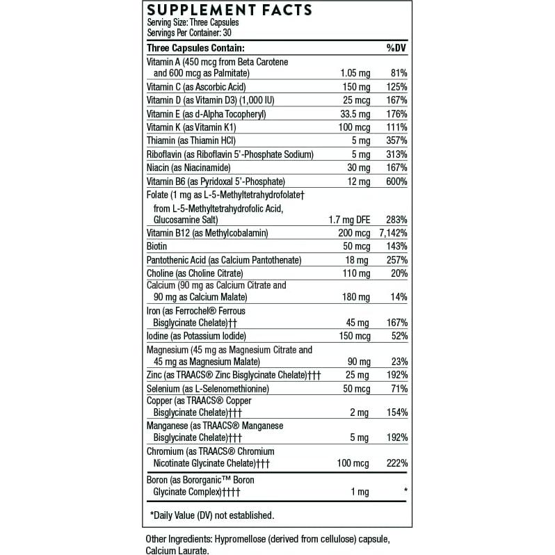 Suplemento Prenatal Thorne - Multivitamínico 90 Cápsulas