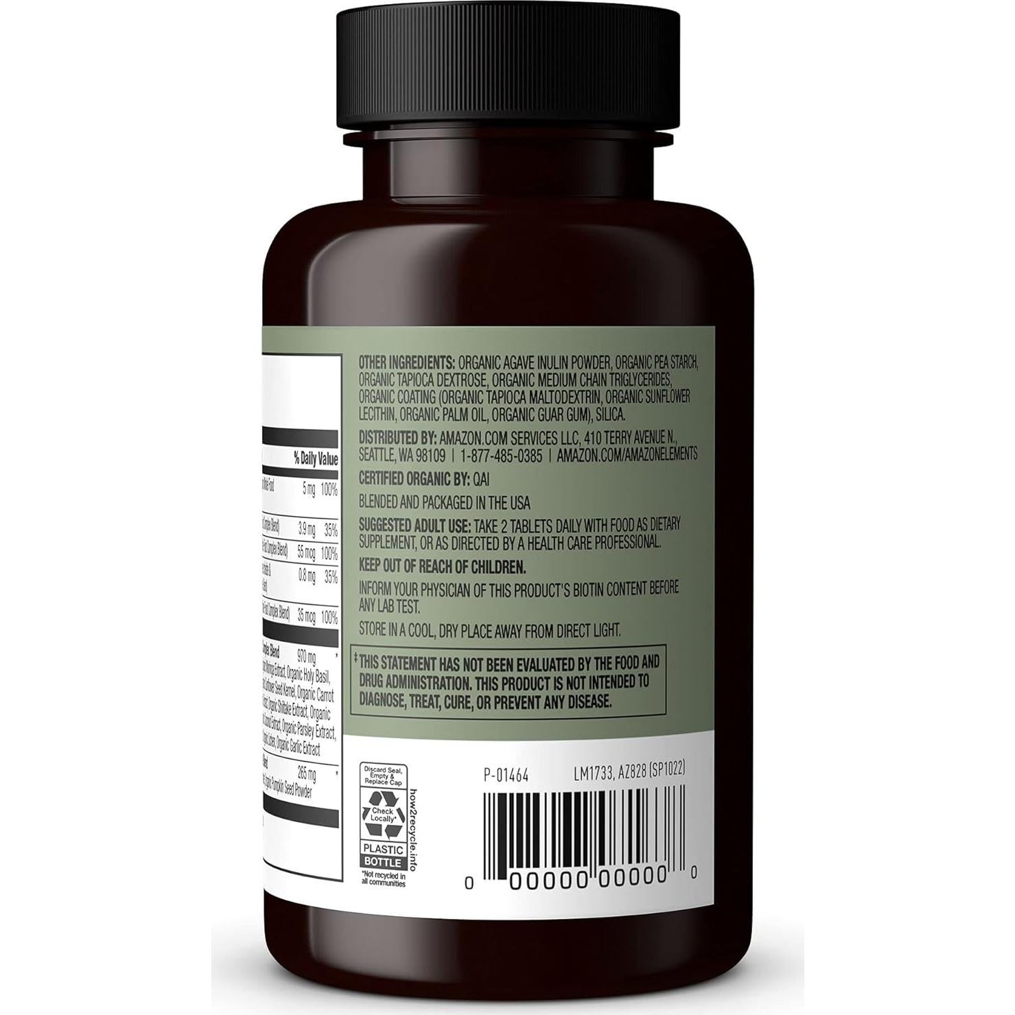 Multivitamínico Orgánico para Hombres Amazon Elements 60 tabletas