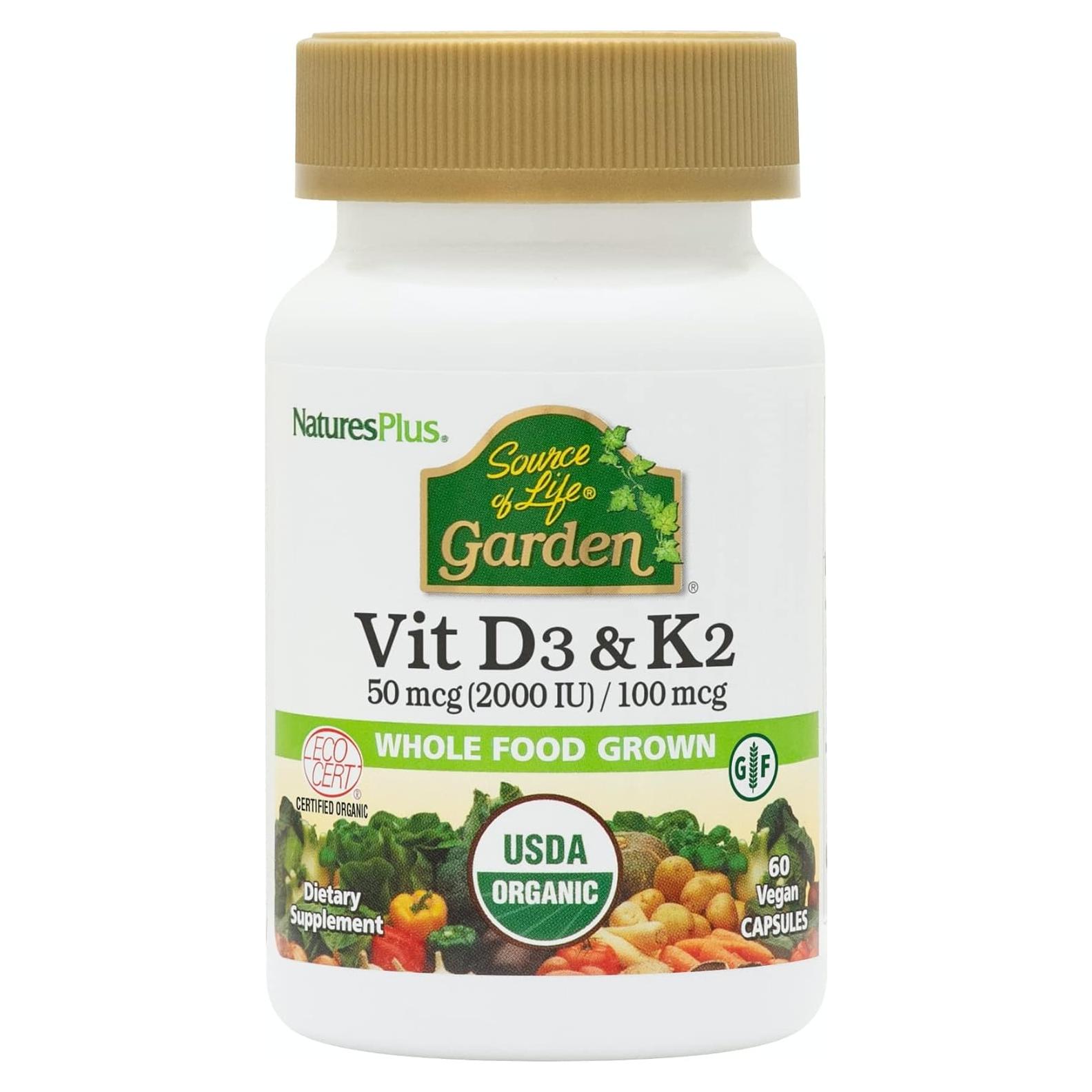 Cápsulas Veganas Vitamina D3 y K2 Nature's Plus - 60 Porciones