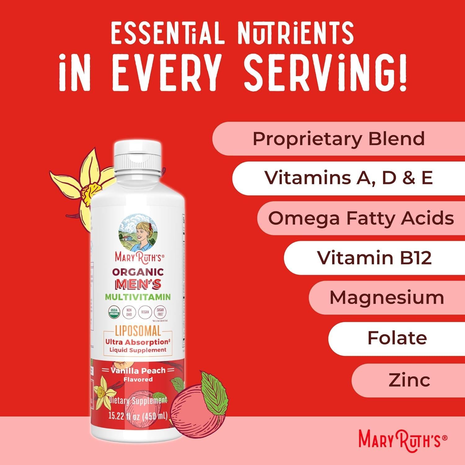 Multivitamina líquida para hombres MaryRuth 448 ml - Vegana