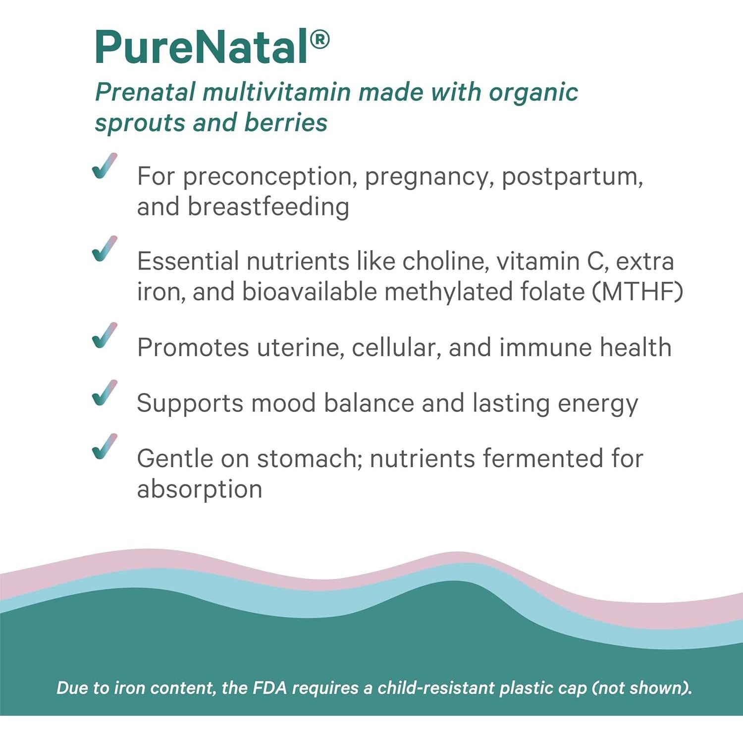 Vitaminas Prenatales PureNatal Synergy 120 Tabletas Veganas